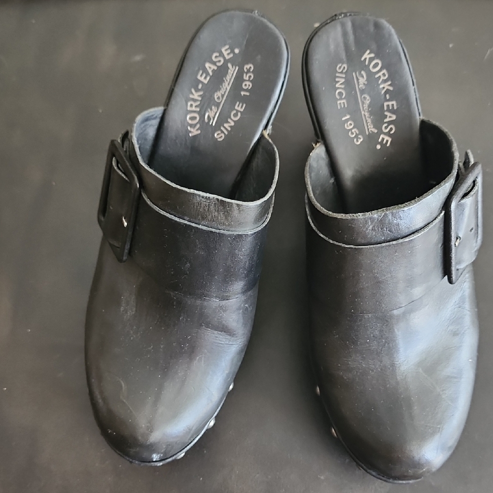 Kork-Ease Black Leather Slip-Ons